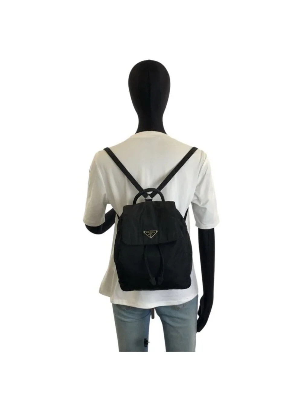 Prada Tessuto Black Silver Nylon Backpack